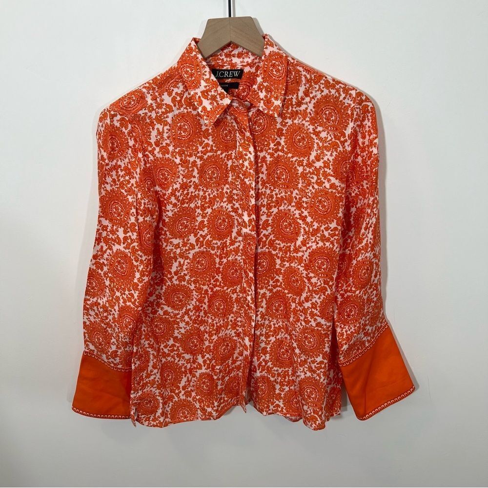 J.Crew Classic-fit drapey cupro-blend shirt in floral crown BQ751 | Size 4